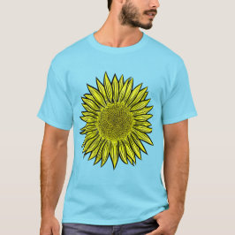Camiseta Mão De Girassol Amarelo Amarelo Floral Desenhada