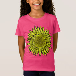 Camiseta Mão De Girassol Amarelo Amarelo Floral Desenhada