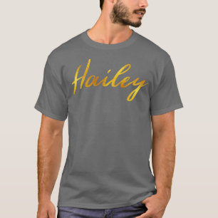 Camiseta Mão de Hailey em Letra Dourada Falsa