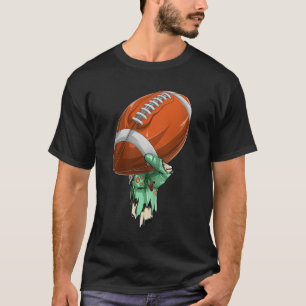 Camiseta Mão de Rock Zumbi Segurando Futebol Americano Hall