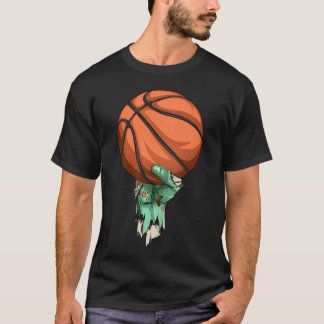 Camiseta Mão de Zumbi de Rocha Segurando Basquete Halloween