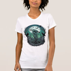 Camiseta Mão de Zumbi Mors Chave de Esqueleto Lápide Corvos