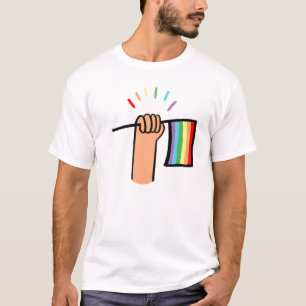 Camiseta Mão Desenhada Ativando Sinalizador Arco-Íris