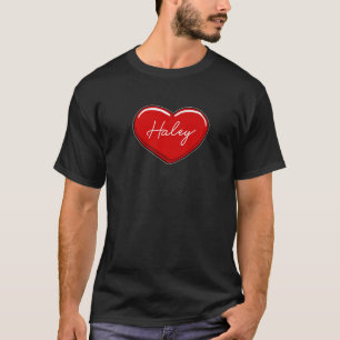 Camiseta Mão Desenhada Coração Haley - Nome Corações que Am