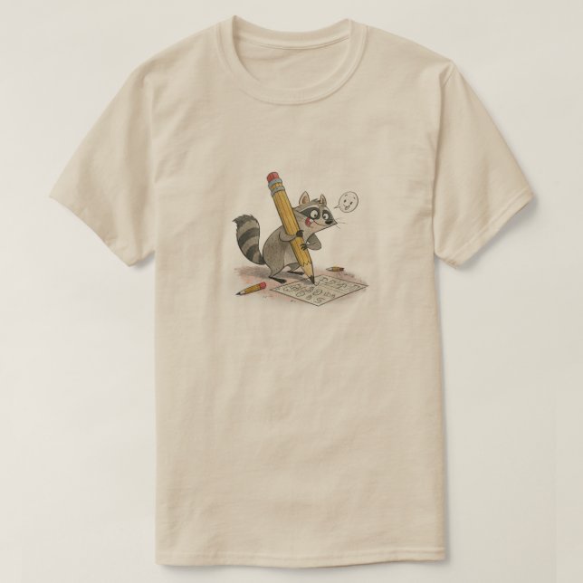 Camiseta Mão Desenhada de Guaxinim (Frente do Design)