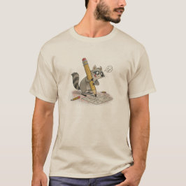 Camiseta Mão Desenhada de Guaxinim