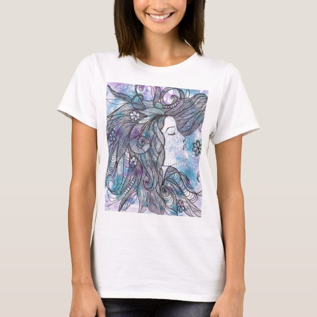 Camiseta Mão Desenhada Feminina Bella Canvas Círculo Fluido (Frente)