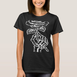 Camiseta Mão do esqueleto com gradiente de Rosa