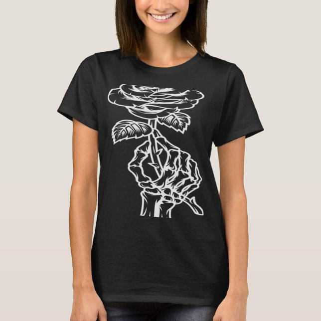 Camiseta Mão do esqueleto com gradiente de Rosa (Frente)