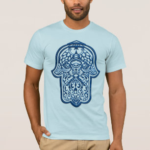 Camiseta Mão do Henna de Hamsa (azul)