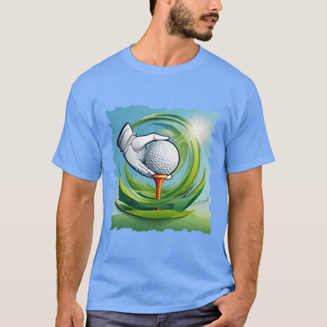 Camiseta Mão Enluvada Colocando uma Bola de Golfe (Frente)
