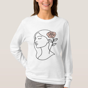 Camiseta Mão Minimalista Face com Rosa - Linha Feminina Ar