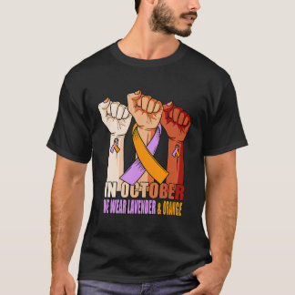 Camiseta Mão Na Artrite Psoriática De Fita Laranja Lavanda