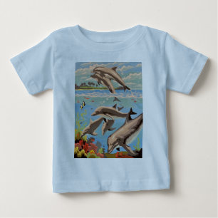 Camiseta Mão Pintada Por Número Golfinhos Reproduzíveis