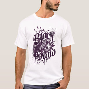 Camiseta Mão preta - colagem roxa