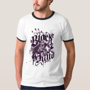 Camiseta Mão preta - colagem roxa