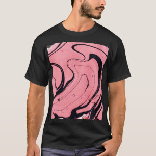 Camiseta Mão Preta-Cor-de-Rosa Desenhada
