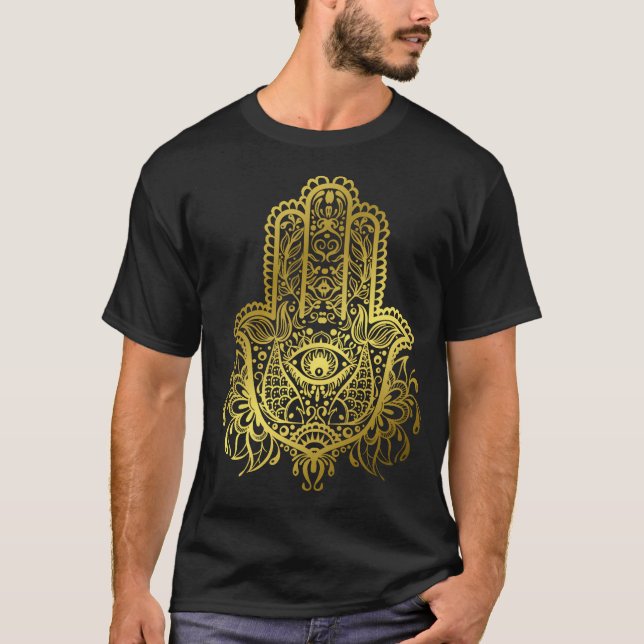 Camiseta Mão Real do Ouro Hamsa (Frente)