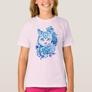 Camiseta Mão T azul tirado de Longsleeve de 10 meninas do