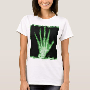 Camiseta Mão verde do esqueleto do raio X