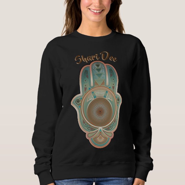 Camiseta Mão Verde legal de Hamsa Personalizada (Frente)