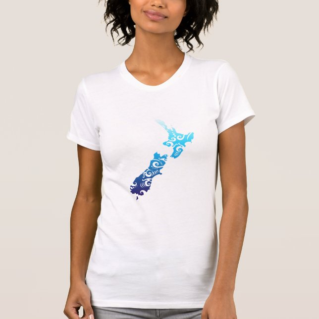 Camiseta Maori Nova Zelândia Mapa da Tatuagem Tribal Ideia (Frente)
