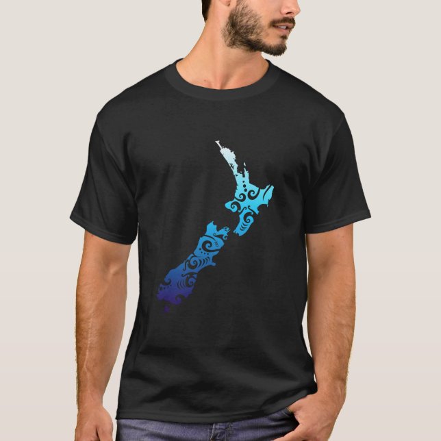 Camiseta Maori Nova Zelândia Mapa da Tatuagem Tribal Ideia (Frente)