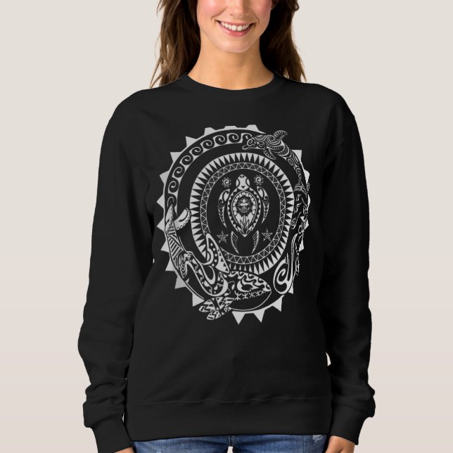 Camiseta Maori Polynésia Tatto Orca Dolphin Turtle Scuba (Frente)