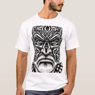 Camiseta Maori Tribal Face Tattoo Design