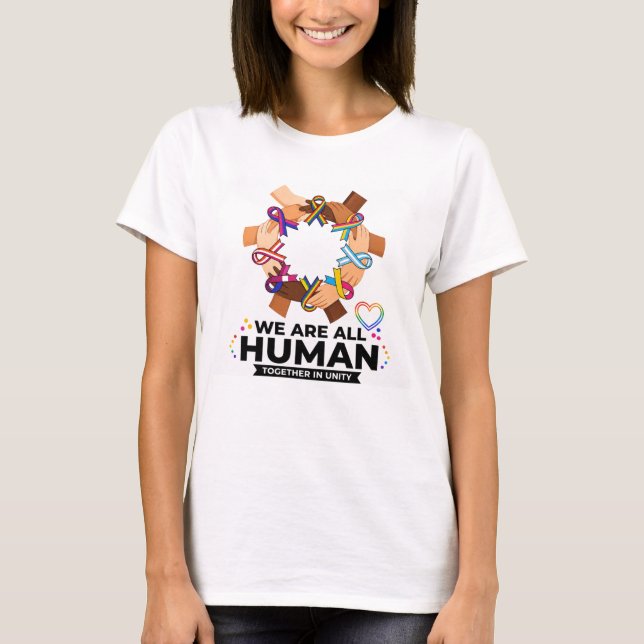 Camiseta mãos arco-íris do orgulho LGBTQ humano (Frente)