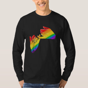 Camiseta Mãos Coloridas Do Arco-Íris Pinky Swear Promessa L