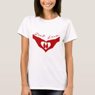 Camiseta Mãos Corações de Goat Love Segurando Vermelho Hoof
