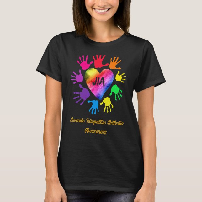 Camiseta Mãos de Consciência da Artrite Idiopática Juvenil (Frente)