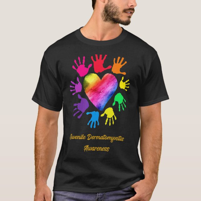 Camiseta Mãos de Consciência da Dermatomiosite Juvenil (Frente)