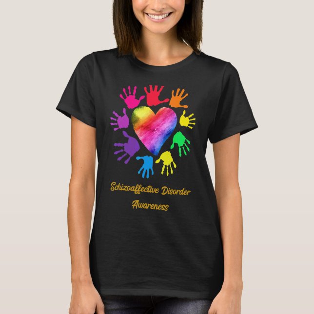 Camiseta Mãos de consciência da doença esquizoafetiva (Frente)