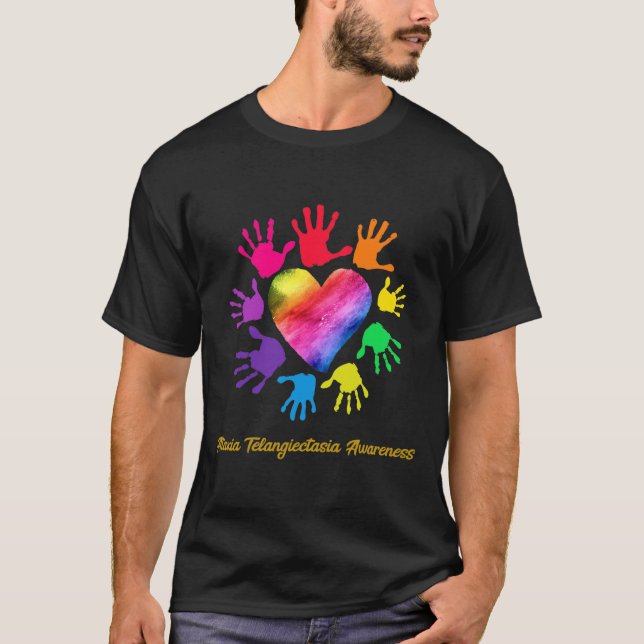 Camiseta Mãos de Conscientização da Ataxia Telangiectasia A (Frente)