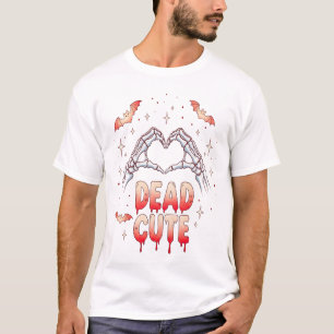 Camiseta Mãos de Esqueleto de Halloween Coração, Morcegos &