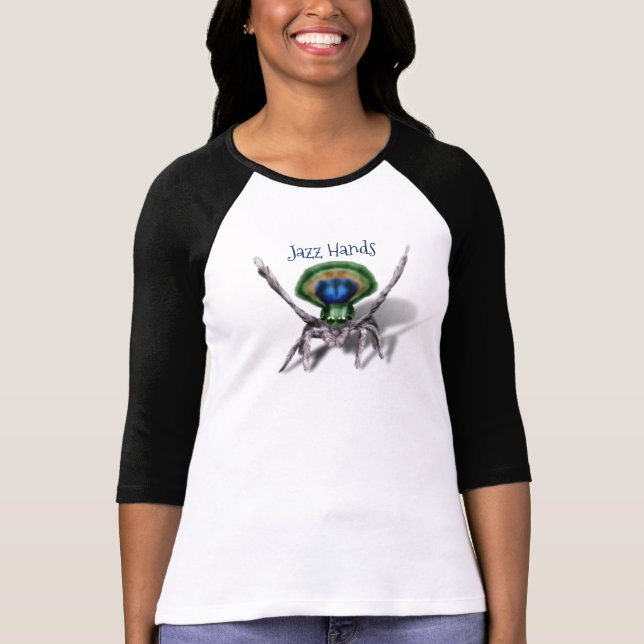 Camiseta Mãos de Jazz Engraçadas de Peacock Spider Personal (Frente)