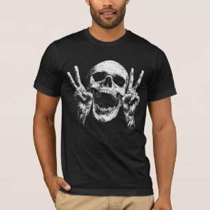 Camiseta Mãos de paz no crânio, Dia das Bruxas Góticas Escu