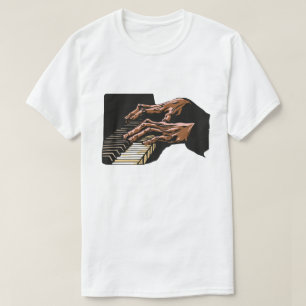 Camiseta Mãos de Pianista Tocando Piano –