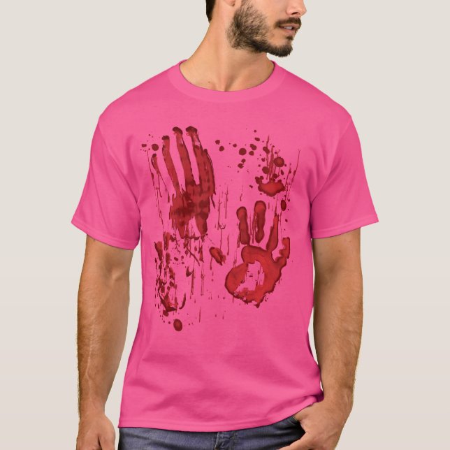 Camiseta Mãos de Zumbi com Salpicos de Sangue Sangrento imp (Frente)