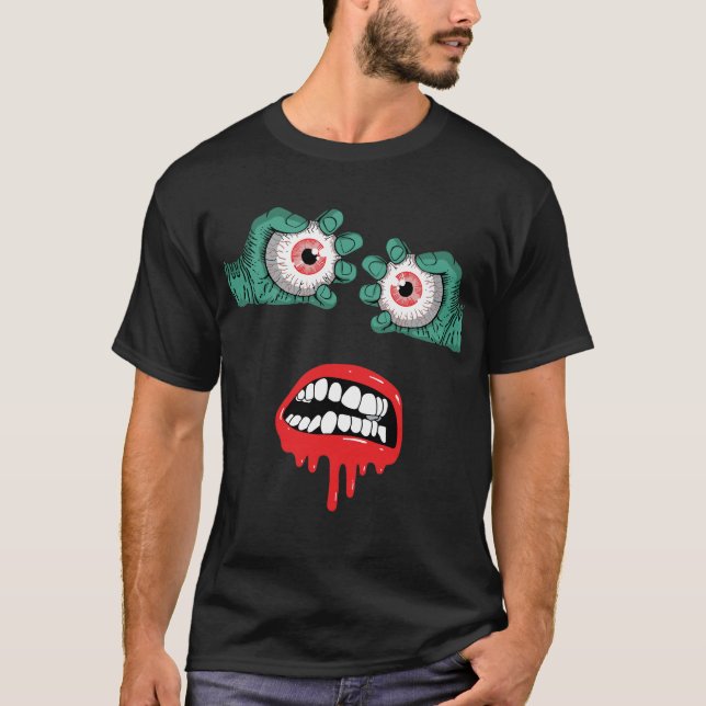 Camiseta Mãos de Zumbi Horríveis com Lábios Derretidos (Frente)