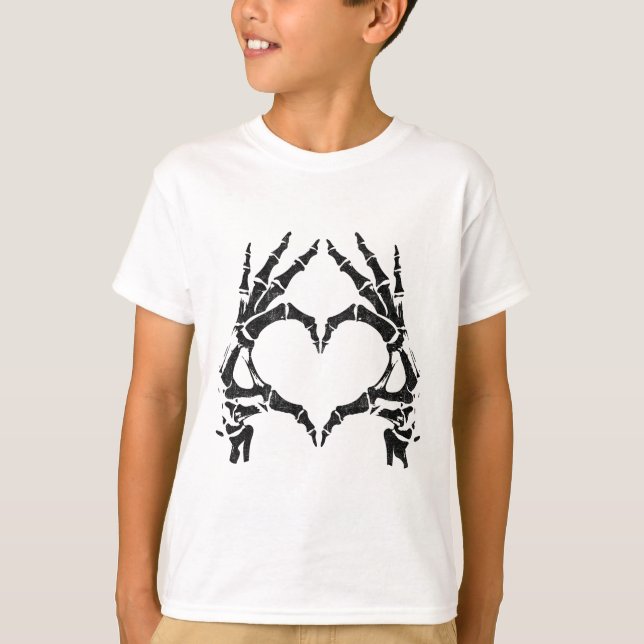 Camiseta Mãos do Coração de Esqueleto - Halloween - Mãos de (Frente)