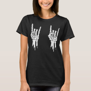 Camiseta Mãos do esqueleto Bolinhas pastel ovo Feliz E