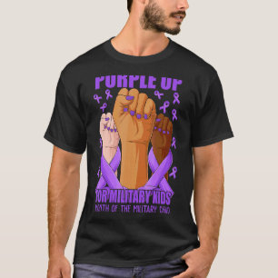 Camiseta Mãos Fita Roxa Para Cima Para Crianças Militares M