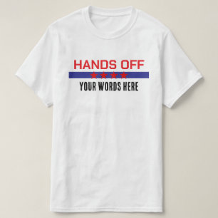 Camiseta Mãos Fora das Suas Palavras Aqui Vermelho Branco A
