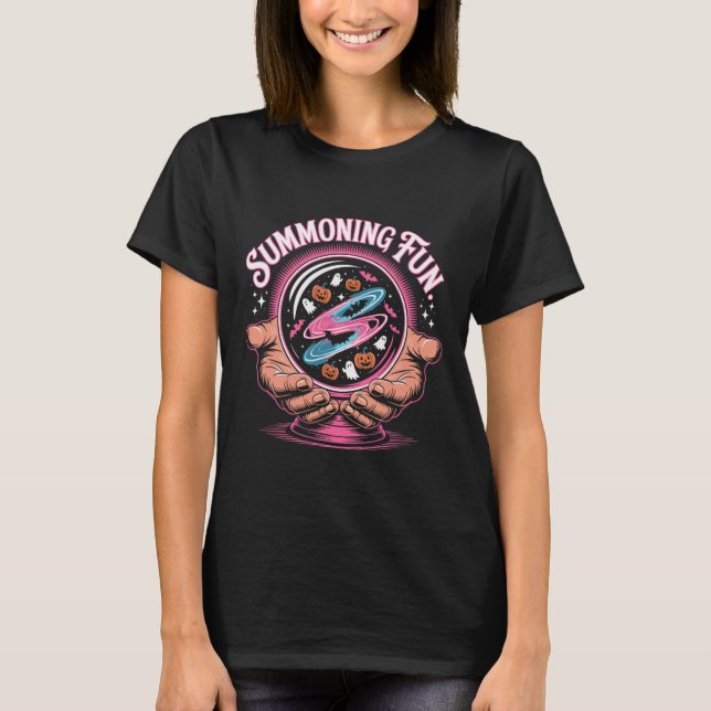 Camiseta Mãos Halloween E Esfera Mística (Frente)