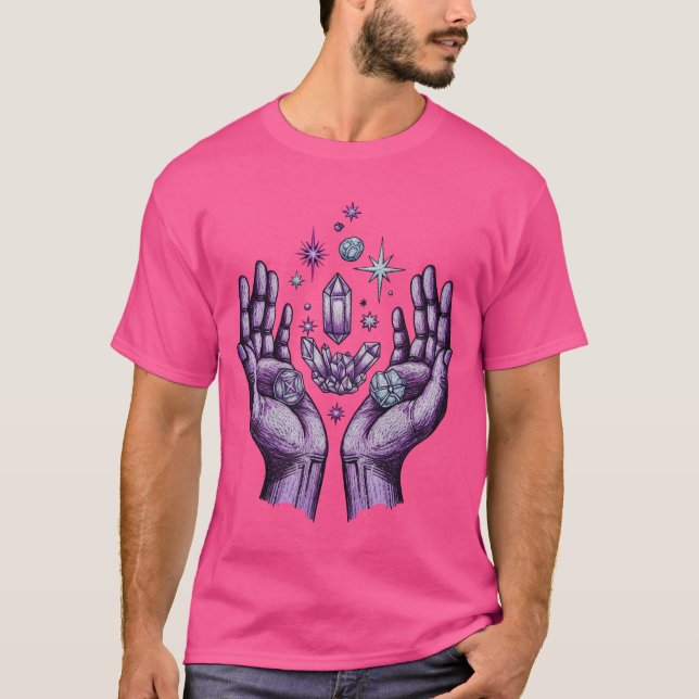 Camiseta Mãos Místicas & Cristais (Frente)
