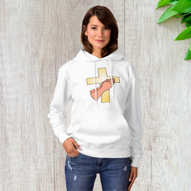 Camiseta Mãos Na Cruz Mulheres Hoodie (Criador carregado)