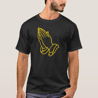 Camiseta Mãos Praying no amarelo Dourado